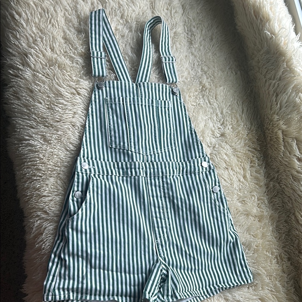 ROLLA'S Green Striped Women's Overalls